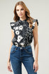 Fabienne Floral Gabrielle Mock Neck Poplin Top